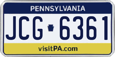 PA license plate JCG6361