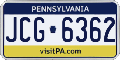 PA license plate JCG6362