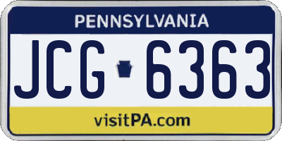 PA license plate JCG6363