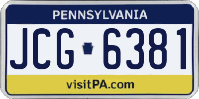 PA license plate JCG6381