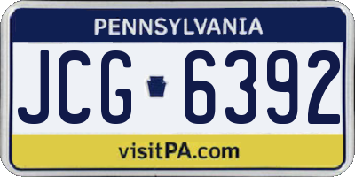 PA license plate JCG6392