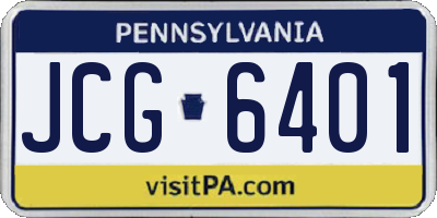 PA license plate JCG6401