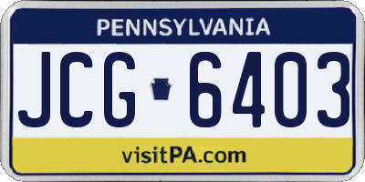 PA license plate JCG6403