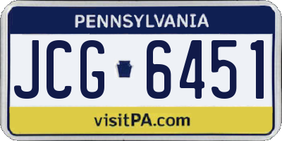 PA license plate JCG6451