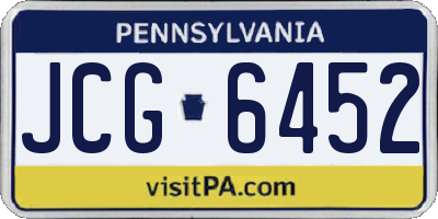 PA license plate JCG6452