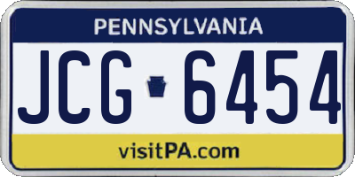 PA license plate JCG6454