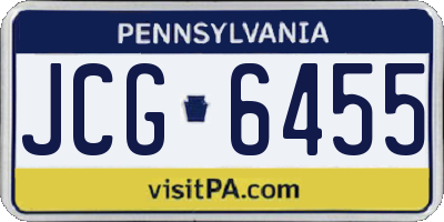 PA license plate JCG6455