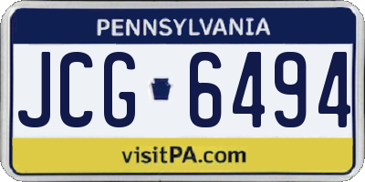 PA license plate JCG6494