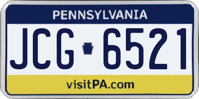 PA license plate JCG6521