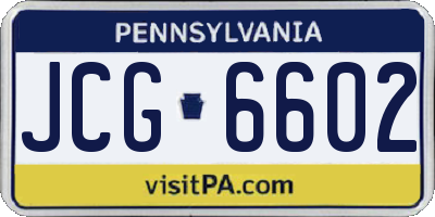PA license plate JCG6602