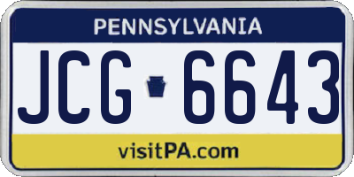 PA license plate JCG6643