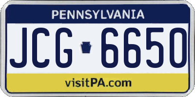 PA license plate JCG6650