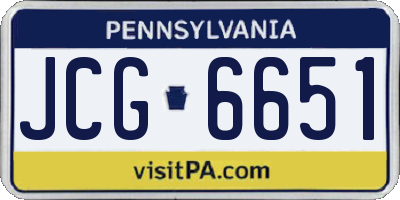 PA license plate JCG6651
