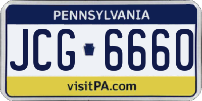 PA license plate JCG6660