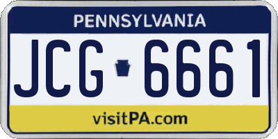 PA license plate JCG6661