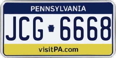 PA license plate JCG6668