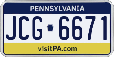 PA license plate JCG6671