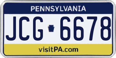 PA license plate JCG6678