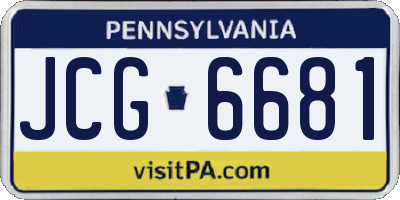 PA license plate JCG6681