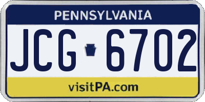 PA license plate JCG6702
