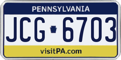 PA license plate JCG6703