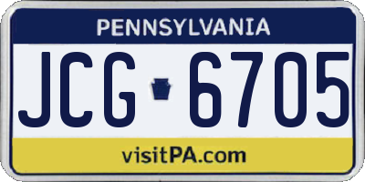 PA license plate JCG6705