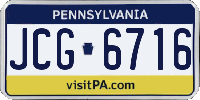PA license plate JCG6716