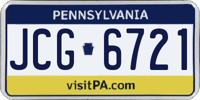 PA license plate JCG6721