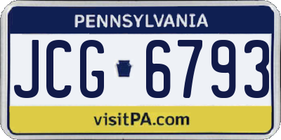PA license plate JCG6793