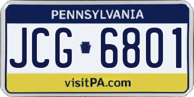 PA license plate JCG6801
