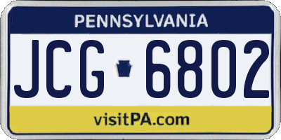 PA license plate JCG6802