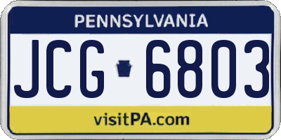 PA license plate JCG6803