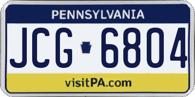 PA license plate JCG6804