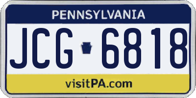 PA license plate JCG6818