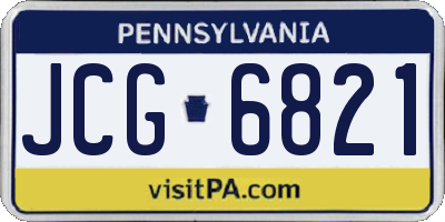 PA license plate JCG6821