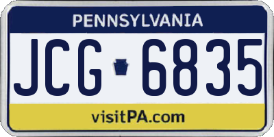 PA license plate JCG6835