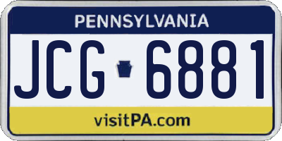 PA license plate JCG6881
