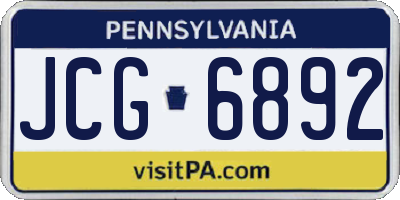 PA license plate JCG6892