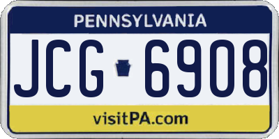 PA license plate JCG6908