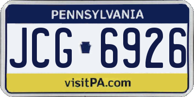 PA license plate JCG6926