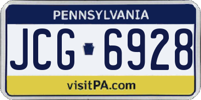PA license plate JCG6928