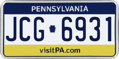 PA license plate JCG6931