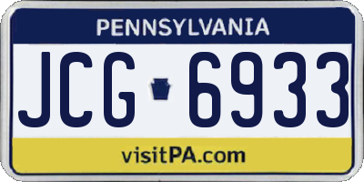 PA license plate JCG6933