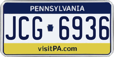 PA license plate JCG6936