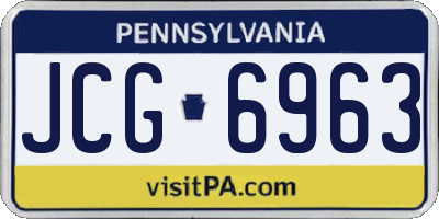 PA license plate JCG6963