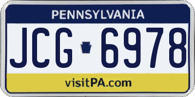 PA license plate JCG6978
