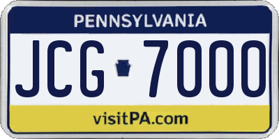 PA license plate JCG7000