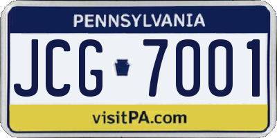 PA license plate JCG7001