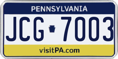 PA license plate JCG7003