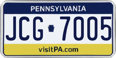 PA license plate JCG7005